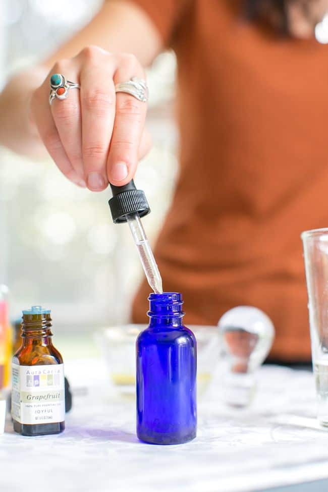 Transfer perfume to bottle to let rest