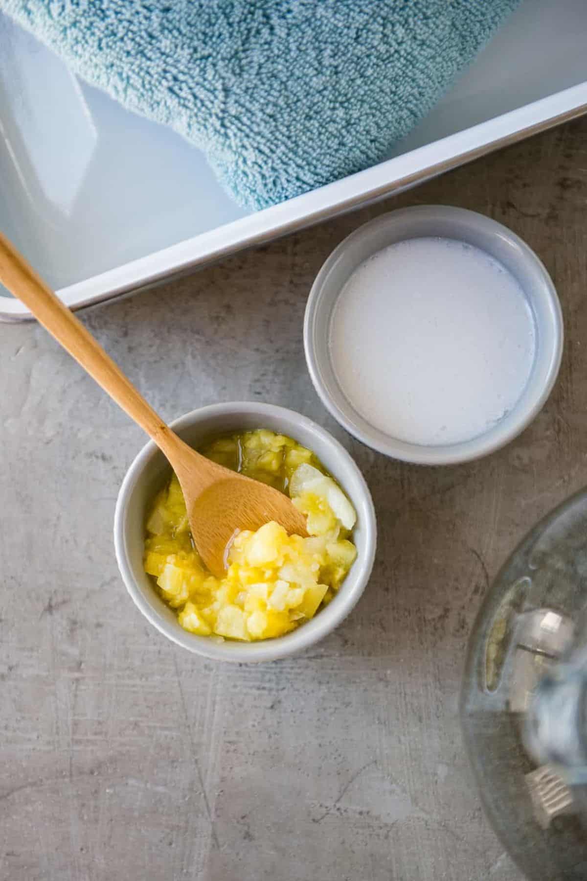 coconut milk foot soak with pineapple