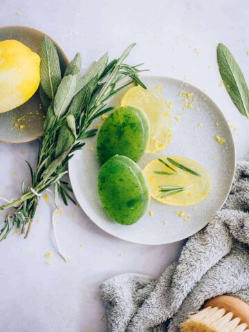 Glycerin soap with fresh herbs and citrus