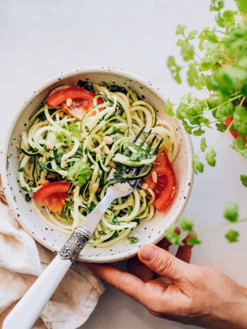 Zuchinni Noodles with Cilantro Pesto